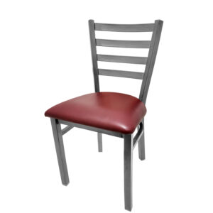 SL135C WINE Clear Coat Plain Weld Ladderback Chair with Wine vinyl seat
