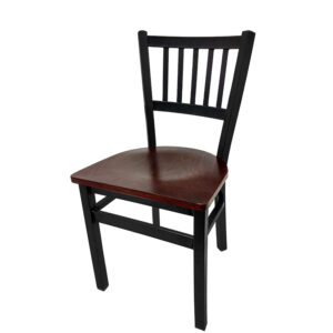 SL2090 M Verticalback Metal Frame Chair with Mahogany stain wood seat matching