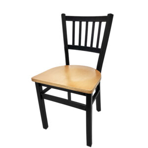 SL2090 N Verticalback Metal Frame Chair with Clear Coat finish wood Seat matching