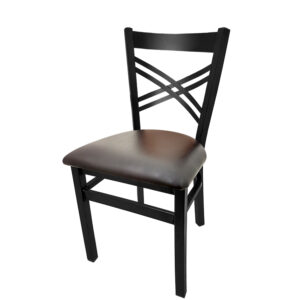 SL2130 ESP Crossback Metal Frame Chair with Espresso vinyl seat matching