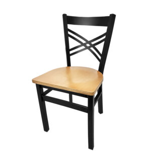 SL2130 N Crossback Metal Frame Chair with Clear Coat wood seat matching