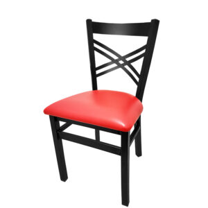 SL2130 RED Crossback Metal Frame Chair with Red vinyl seat matching