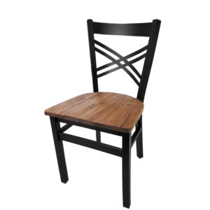 SL2130 RW Crossback Metal Frame Chair with Reclaimed wood seat matching