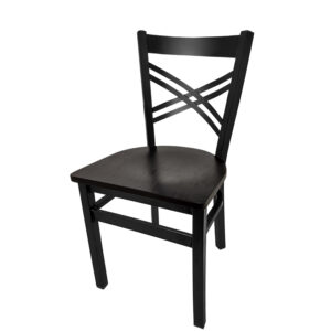 SL2130 WB Crossback Metal Frame Chair with Black stain wood seat matching