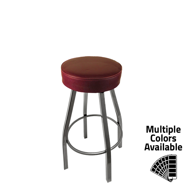 SL2132 CCS WINE Standard Button Top Barstool with Wine Vinyl and Clear Coat Swivel Frame