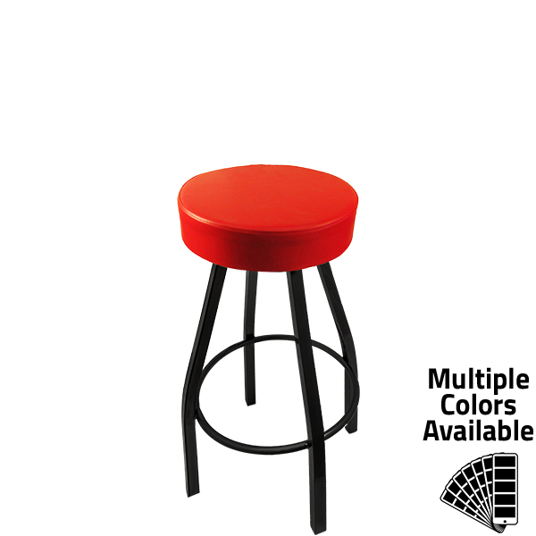 SL2132 RED Standard Button Top Barstool with Red Vinyl and Black Powder Coat Swivel Frame