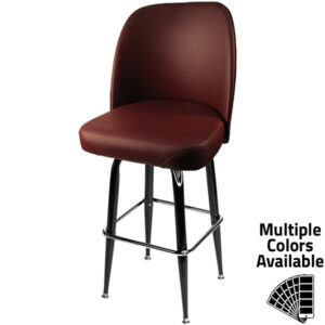 SL2133 WINE Standard Bucket Barstool with Wine Vinyl and Gloss Black Square Swivel Frame