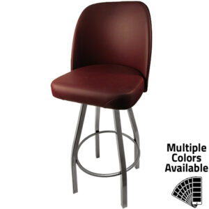 SL2136 CCS WINE Standard Bucket Barstool with Wine Vinyl and Clear Coat Swivel Frame