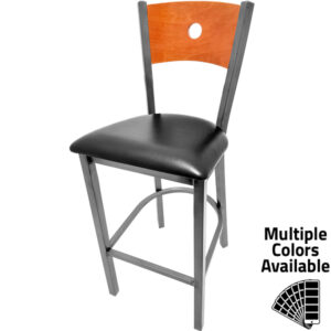 SL2150CCS 1 B Bullseye Wood Back Clear Coat Metal Frame Barstool