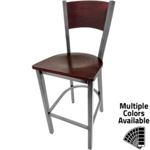 SL2150CCS 1 P Plain Wood Back Clear Coat Metal Frame Barstool