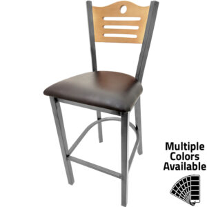 SL2150CCS 1 SH Shoreline Wood Back Clear Coat Metal Frame Barstool