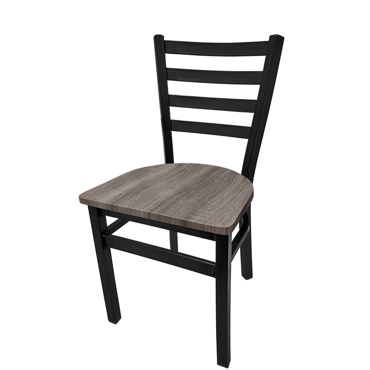 SL2160-BW Premium Ladderback Metal Frame Chair with Barnwood wood seat
