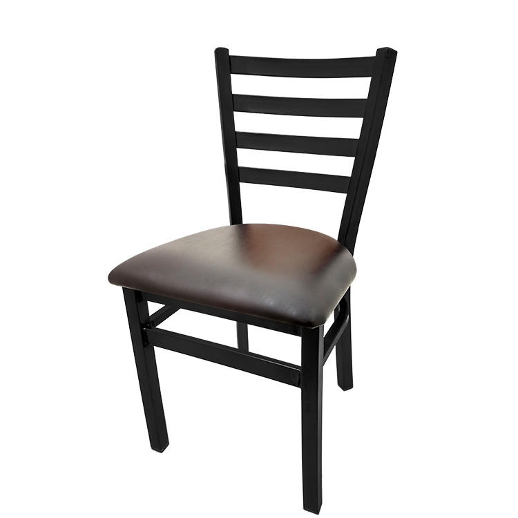 SL2160-ESP Premium Ladderback Metal Frame Chair with Espresso vinyl seat