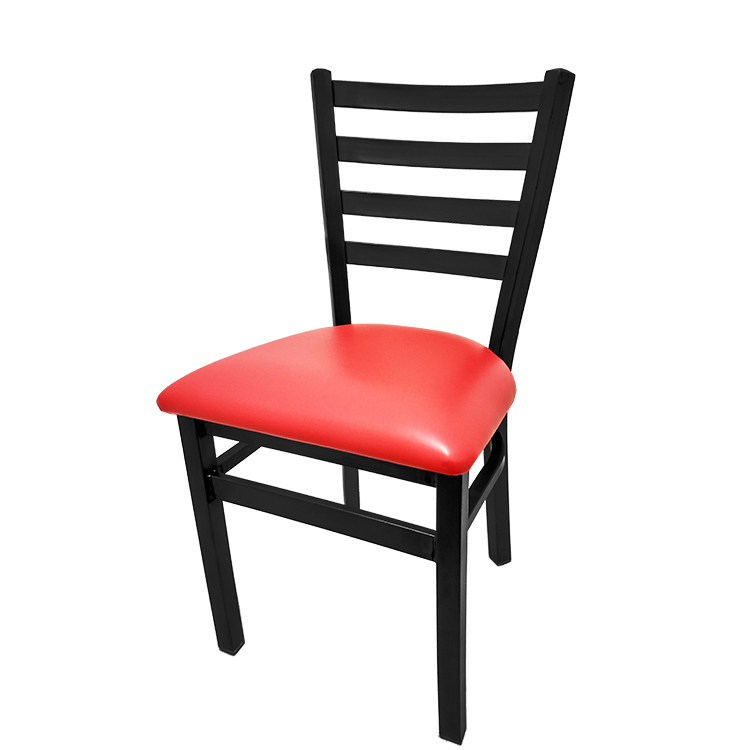 SL2160-RED Premium Ladderback Metal Frame Chair with Red vinyl seat