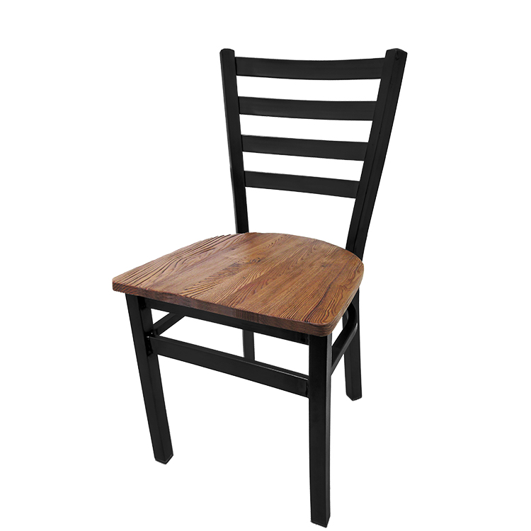 SL2160-RW Premium Ladderback Metal Frame Chair with Reclaimed wood seat