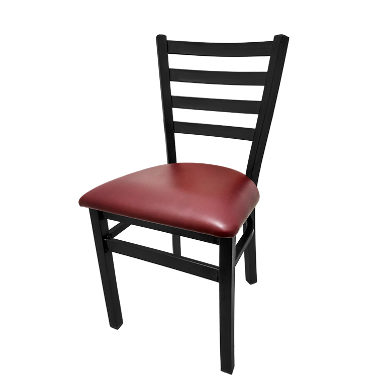 SL2160-WINE Premium Ladderback Metal Frame Chair with Wine vinyl seat