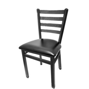 SL2160SV BLK Silvervein Ladderback Metal Frame Chair with Black vinyl seat