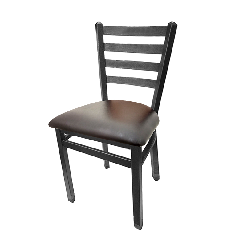 SL2160P-SV-ESP Silvervein Ladderback Metal Frame Chair with Espresso vinyl seat