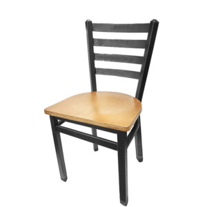 SL2160SV N Silvervein Ladderback Metal Frame Chair with Clear Coat wood seat