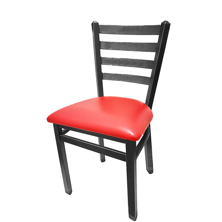 SL2160P-SV-RED Silvervein Ladderback Metal Frame Chair with Red vinyl seat