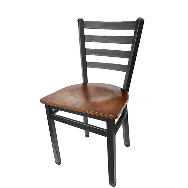 SL2160P-SV-WA Silvervein Ladderback Metal Frame Chair with Walnut stain wood seat
