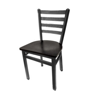SL2160SV WB Silvervein Ladderback Metal Frame Chair with Black stain wood seat