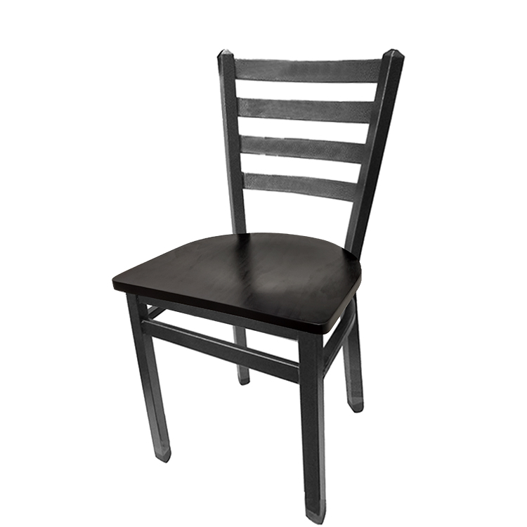 SL2160P-SV-WB Silvervein Ladderback Metal Frame Chair with Black stain wood seat