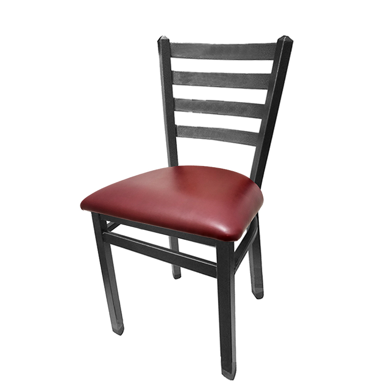 SL2160P-SV-WINE Silvervein Ladderback Metal Frame Chair with Wine vinyl seat