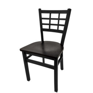 SL2163 WB Windowpane Metal Frame Chair with Black stain wood seat matching