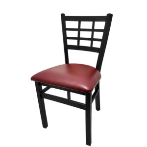 SL2163 WINE Windowpane Metal Frame Chair with Wine vinyl seat matching
