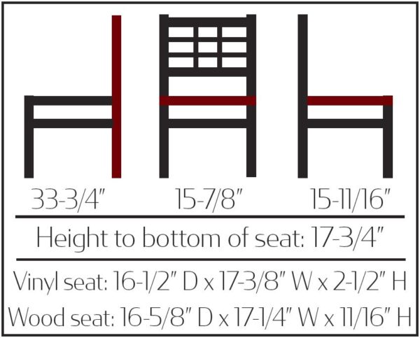 SL2163 Windowpane Metal Frame Dining Chair Dimensions