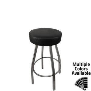 SL3132 CCS BLK XL Button Top Barstool with Black Vinyl and Clear Coat Swivel Frame