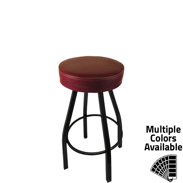 SL3132 WINE XL Button Top Barstool with Wine Vinyl and Black Powder Coat Swivel Frame