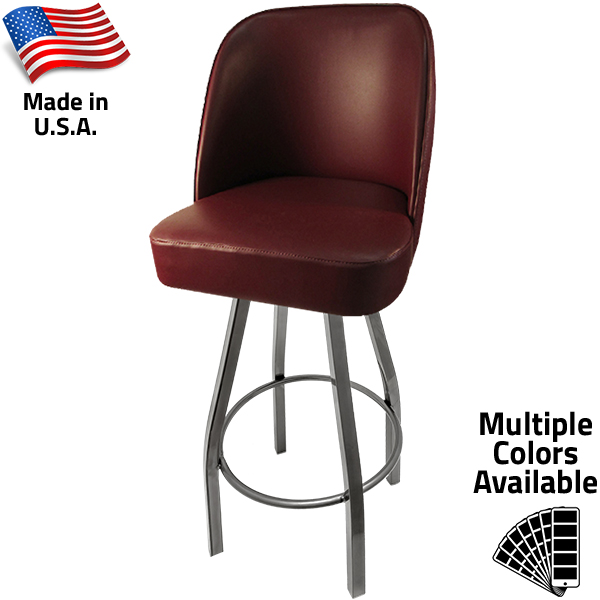 SL3136 CCS WINE American Made Bucket Barstool with Wine Vinyl and Clear Coat Swivel Frame