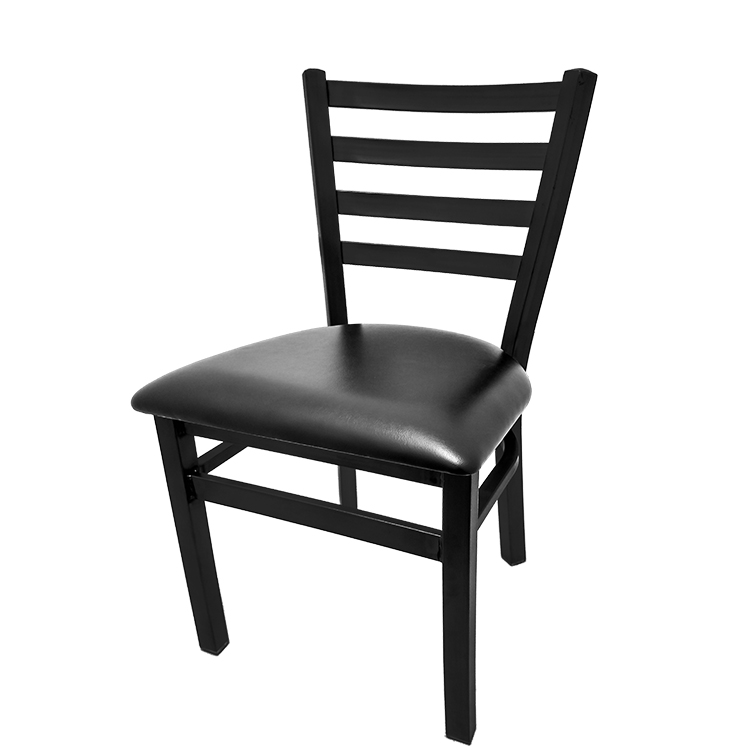 SL3160-BLK XL Ladderback Metal Frame Chair with Black vinyl seat