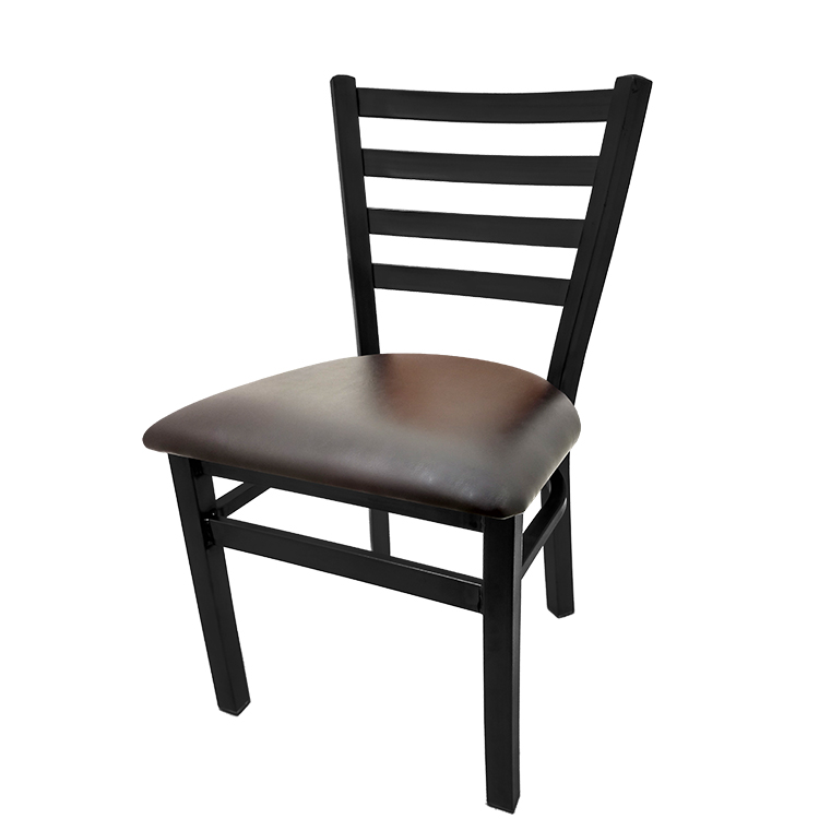 SL3160-ESP XL Ladderback Metal Frame Chair with Espresso vinyl seat