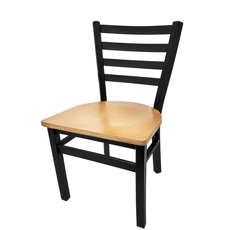 SL3160-N XL Ladderback Metal Frame Chair with Clear Coat wood seat