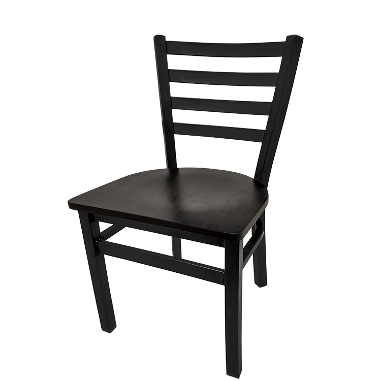 SL3160-WB XL Ladderback Metal Frame Chair with Black stain wood seat