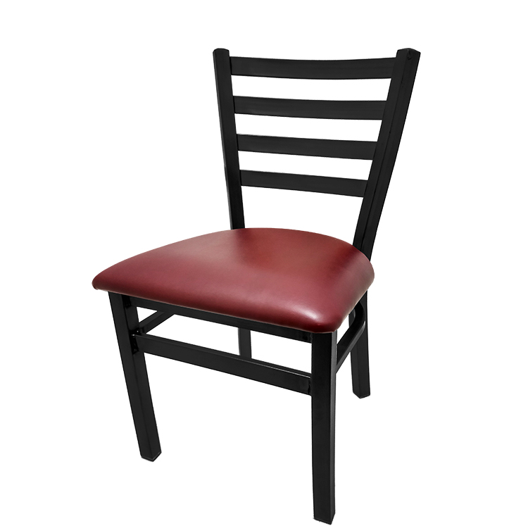 SL3160-WINE XL Ladderback Metal Frame Chair with Wine vinyl seat