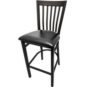 SL4279 1 BLK Jailhouse Metal Frame Barstool with Black vinyl seat