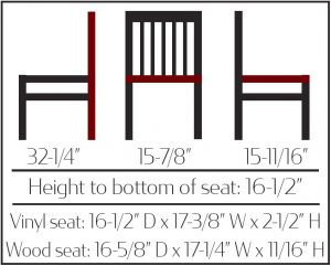 SL4279 Jailhouse Metal Frame Chair Dimensions