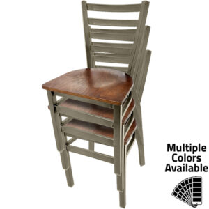 ST2160 CCS Clear Coat Stackable Ladderback Metal Frame Chair stacked 1