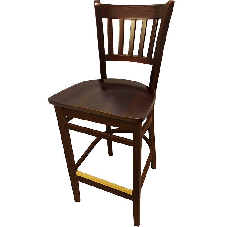 WB102WA Verticalback Barstool with Solid Wood Frame in Walnut stain with matching solid wood seat