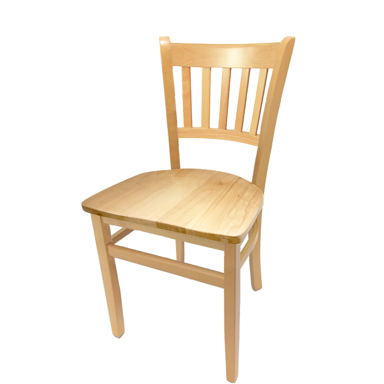 WC102NT Verticalback Chair with clear coat finish solid wood frame and seat
