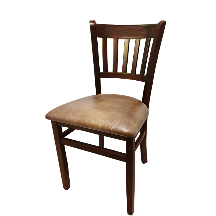 WC102WA-BUC Verticalback Chair with walnut stain solid wood frame and buckskin vinyl seat