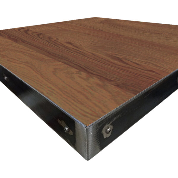 Fortress table tops corner wood veneer with American walnut stain