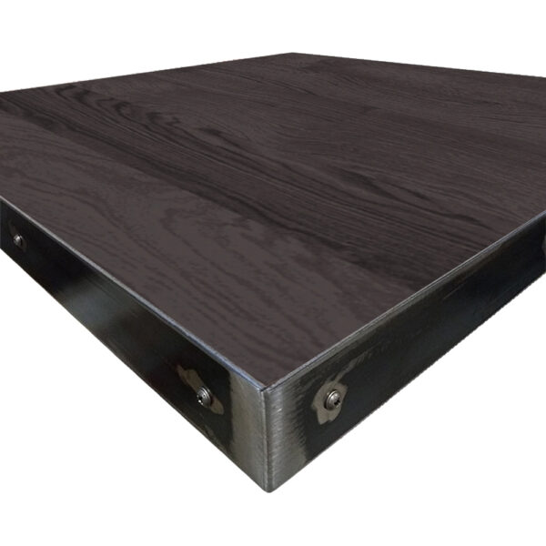 Fortress table tops corner wood veneer with boardwalk stain