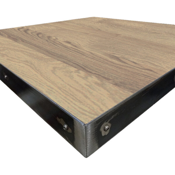 Fortress table tops corner wood veneer with dove gray stain