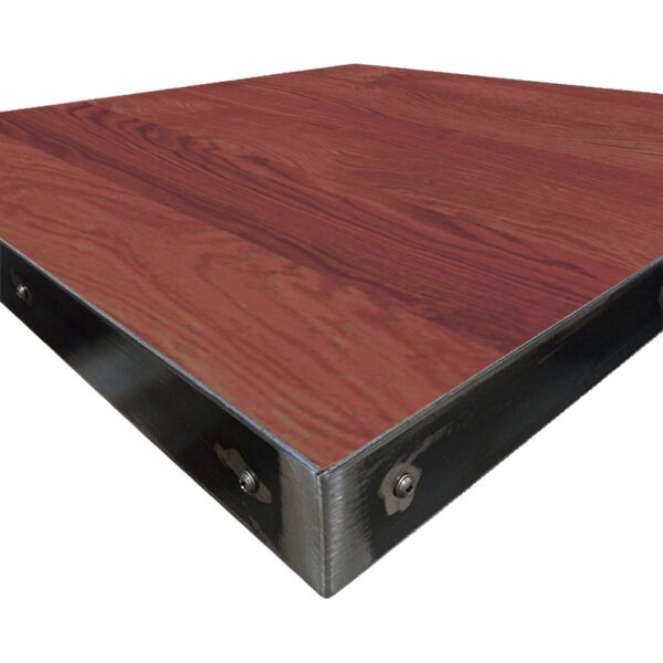Fortress table tops corner wood veneer with traditional cherry stain