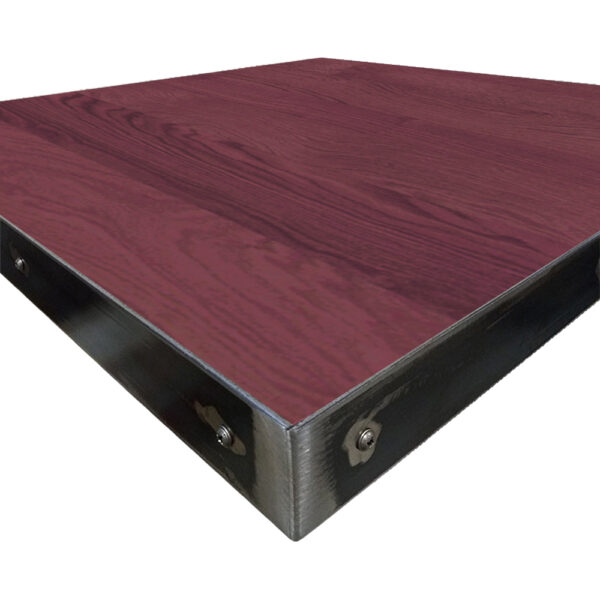 Fortress table tops corner wood veneer with traditional mahogany stain